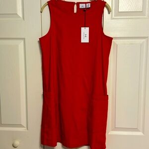 Halston - Red Stretch Linen Shift Dress Size Medium. New with Tag.